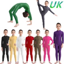 UK Girls One Piece Zipper Ballet Gymnastics Leotard Jumpsuit Party Dancewear