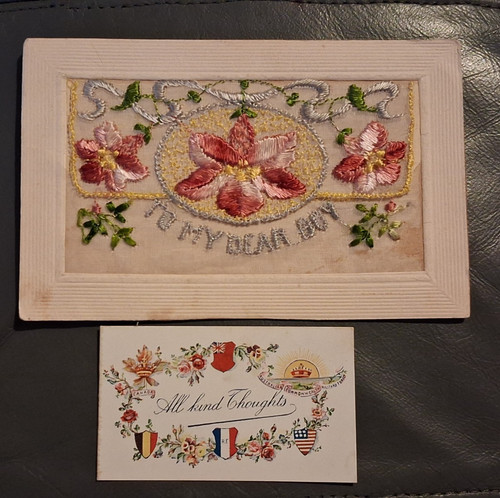 Ww1 silk postcard embroidered - ww1,