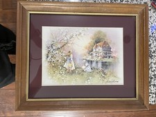 Andres Orpinas artist print matted framed mauve wood