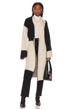 L'Academie Jaren Colourblock Long Cardi Coat in Black & Ivory, Sz S, RRP £246