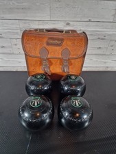 Henselite Classic 2 Deluxe Size 4 Heavy Lawn Bowls x 4 With Vintage Mitre Bag