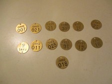 13 Vintage Brass 1.5" Inch Numbered Tags One Sided Lot No Reserve