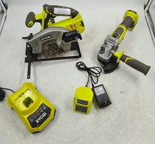 Lot of 4 Ryobi Cordless Tools - Circular Saw, Angle Grinder, Chargers