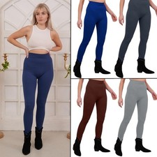 Womens Ladies Ribbed Stretchy Full Length Leggings Elasticated Waist Soft Fabric