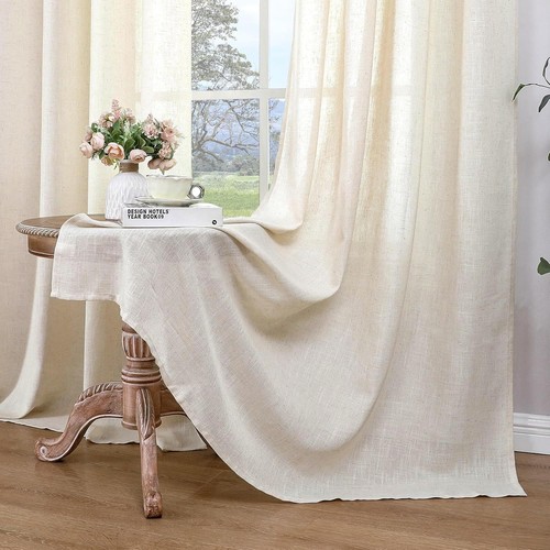 Linen curtains eyelet sheer - linen,