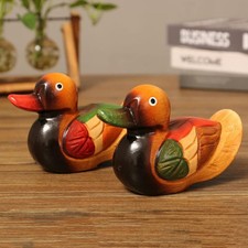 Duck Ornaments Lovers Anniversary Figurine Ducks Wooden