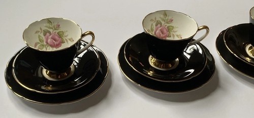Black bone china - black, trios