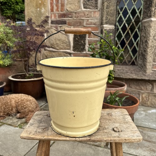 Vintage enamel bucket french - vintage,
