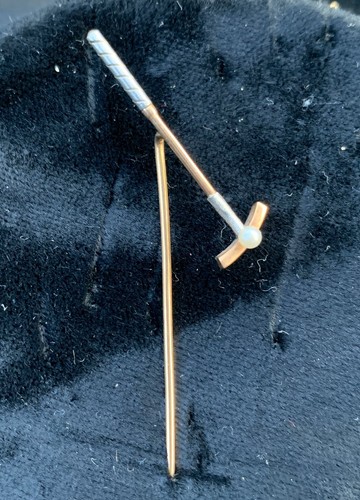 14k gold polo mallet - gold, antique