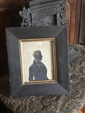 Lovely Antique 19th Century Silhouette Portrait of a Gentleman In A Wood Frame
