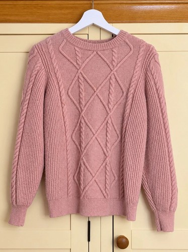 Peacocks pink cable knit crew - pink,