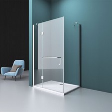 Shower Enclosure Cabin Frameless Glass Hinged Door with Side Panel L Shape 8mm