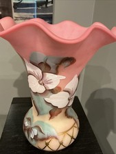 Fenton Vase Burmese Trillium