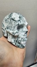 Large Druzy Moss Agate skull