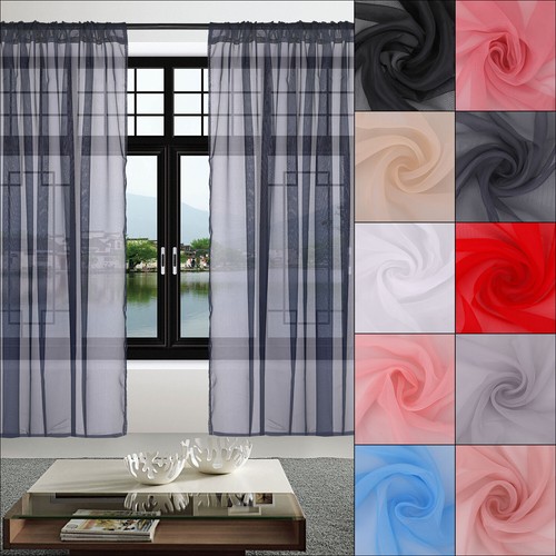 Voile curtains pair - curtains,