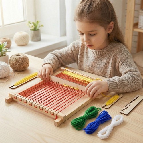 Wooden weaving loom kit - wooden,