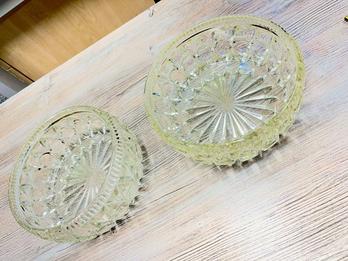 Pair clear pressed glass - pair, of