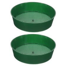 2pcs Garden Soil Sifter 8" Dia 1/8" Mesh Screen Sand Sieve Sifting Pan Green