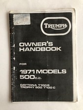 Triumph Daytona Trophy 500 cc 1971 models Owner's Handbook Vintage Reprint