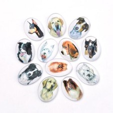 10 Dog Theme OVAL Glass Domed
