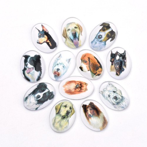 Dog theme oval glass - 10,