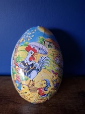 Vintage German Paper-mache large Easter Egg Container chicks retro spring farm