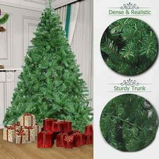 3FT-8FT Christmas Tree Pine Bushy Green Artificial Xmas Tree With Metal Stand UK