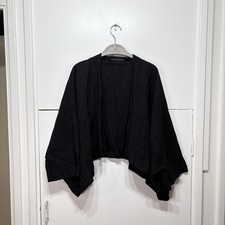 Shirin Guild Batwing Kimono Shrug Jacket Black Wool Metal Crop Women’s One Size 
