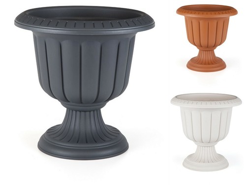 Plastic round garden urn - garden,