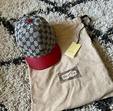 Gucci GG canvas/red leather baseball Cap 56cm size L