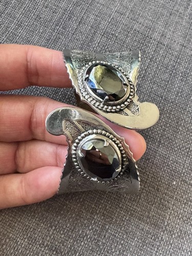 Hematite silver tone cuff - tone,