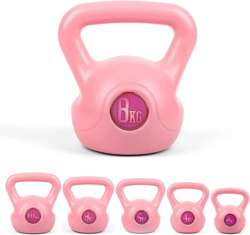 Pink vinyl kettlebell weight - vinyl,