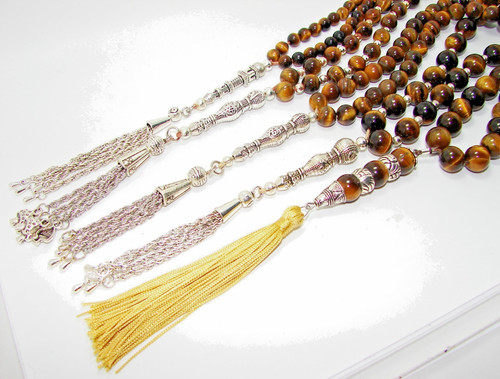 Tiger eye islamic prayer beads - tiger,