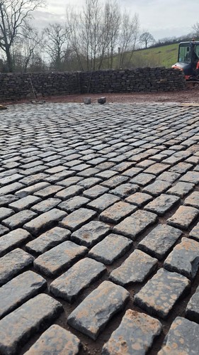 Black basalt granite cobble - granite,