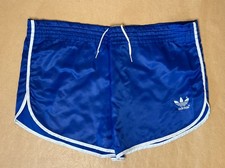 VTG ADIDAS nylon shorts WEST GERMANY Blue running sprinter Nylon Glanz D3 28-34”