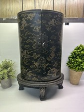 Antique Chinese Japanese Black Maki-e Lacquer Cabinet Cupboard  Liquor Jewelry