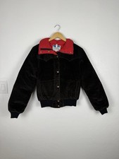 Powderhorn Mountaineering Corduroy Ski Puffer Jacket Size Small Black Red