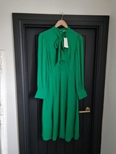 LK Bennett DR Mortimer Fern Green Midi Dress Size UK 8 BNWT RRP £250