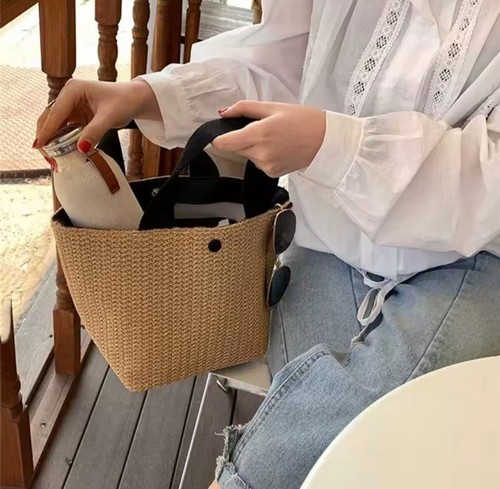 Ladies wicker handbag bag tote - bag,