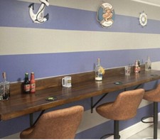 Rustic wooden reclaimed scaffold board breakfast bar