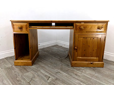 WRITING DESK Classic Pine 2 Drawer Shelved Cupboard Keyboard Tray FREE DELIVERY