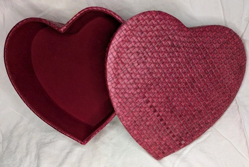 Red woven wicker heart shaped - wicker, heart-shaped