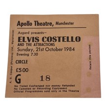 Elvis Costello Concert Ticket Stub Apollo Theatre Manchester Sunday 21st Oct 84