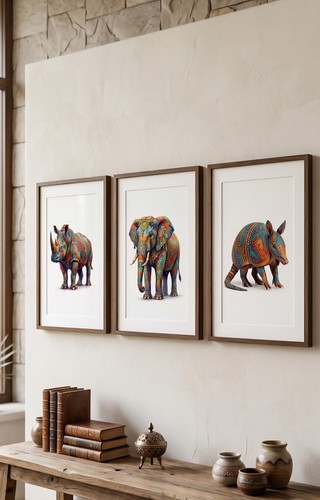 Set animal art - animal, prints