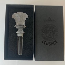 Rosenthal x Versace Glass Bottle Stopper Frosted White Medusa Head 5" long
