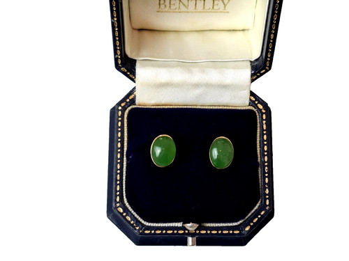 Jade earrings 9ct gold - jade,