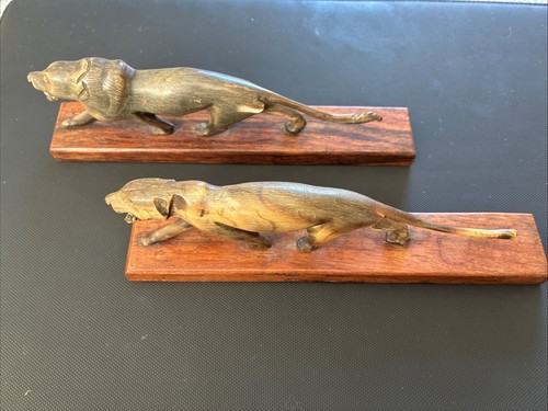Antique carved big cats - antique,