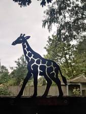 Giraffe Fence Topper Garden Metal Art Ornament Exterior Yard Gate Sculpture Gift