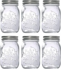 6 Pack Mason Jars 17oz with