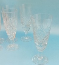 Cut Glass Lead Crystal Champagne Flutes Stem Foot Glasses Set of 6 High Quality